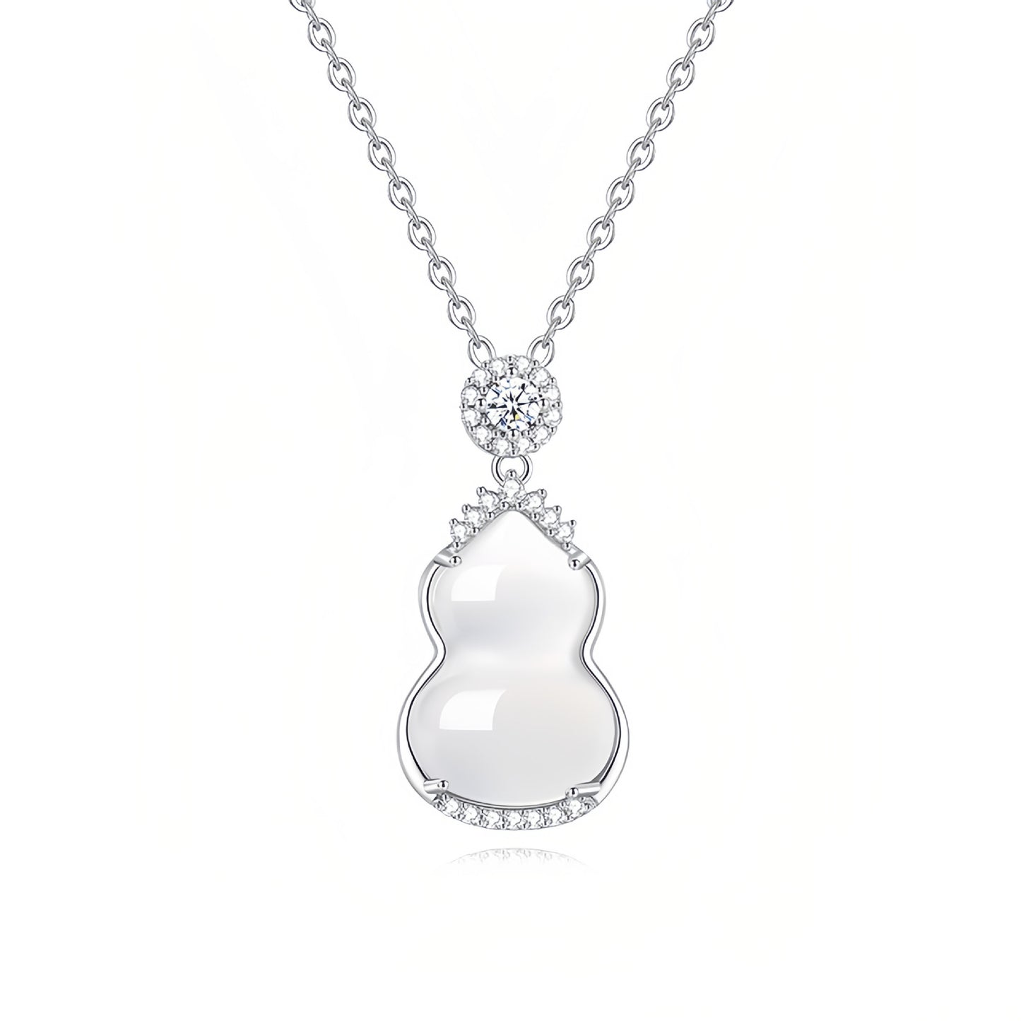 ZenHima S925 Silver Icy Chalcedony Gourd Pendant Necklace - ZENHIMA