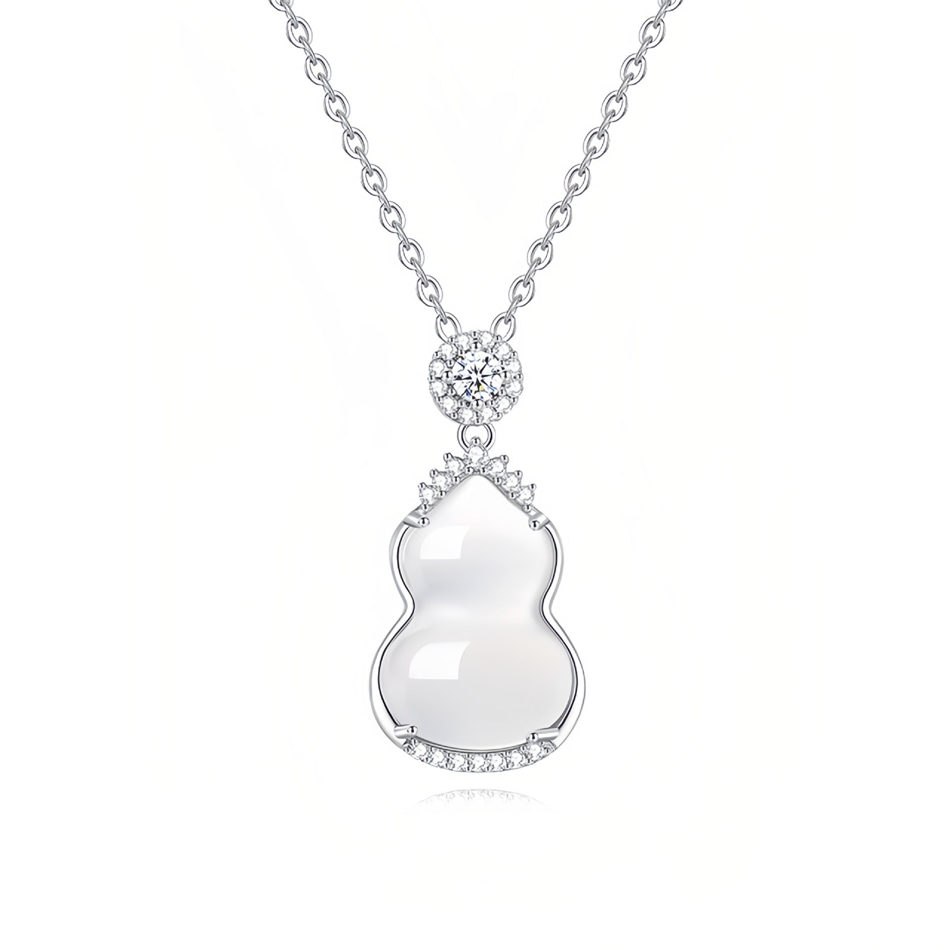 ZenHima S925 Silver Icy Chalcedony Gourd Pendant Necklace - ZENHIMA