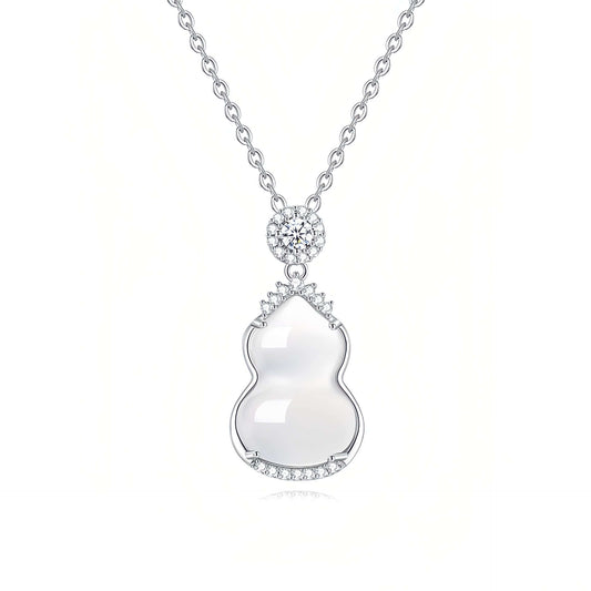 ZenHima S925 Silver Icy Chalcedony Gourd Pendant Necklace - ZENHIMA