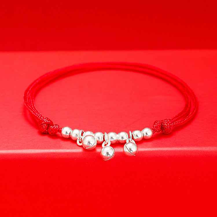 999 Fine Silver Lucky Bell Red String Bracelet & Anklet