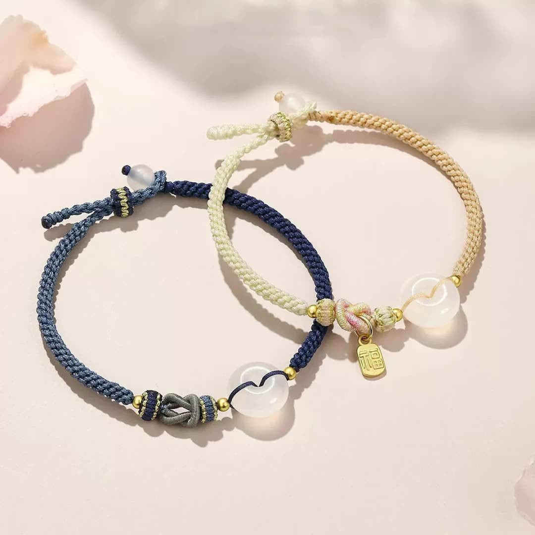 Weißer Achat Friedensschnalle Paar Armband Jade Armband