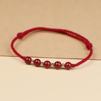 Cinnabar Red Rope Anklet for Women – Handwoven Lucky Year Foot Bracelet
