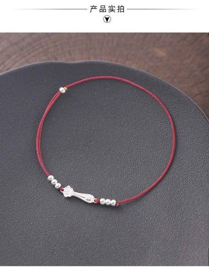 ZenHima Auspicious Ruyi Bead 925 Sterling Silver Red Rope Bracelet