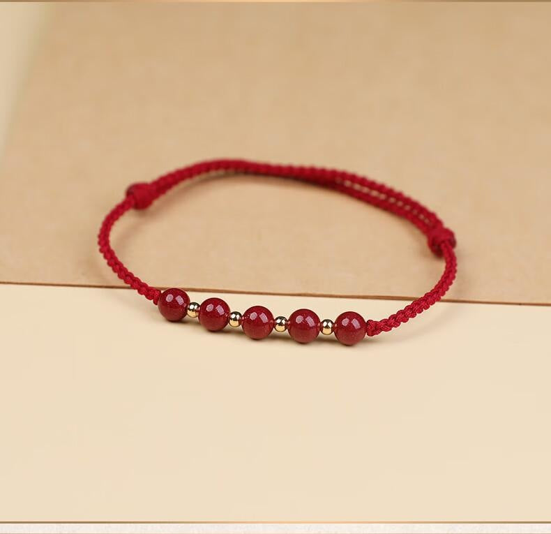 Cinnabar Red Rope Anklet for Women – Handwoven Lucky Year Foot Bracelet