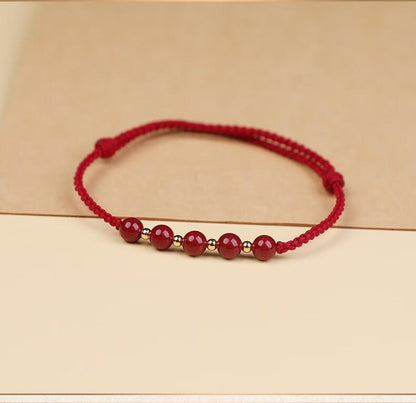 Cinnabar Red Rope Anklet for Women – Handwoven Lucky Year Foot Bracelet