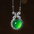 ZenHima High-Ice Madagascar Chalcedony 925 Silver Inlaid Heart Jade Necklace - ZENHIMA