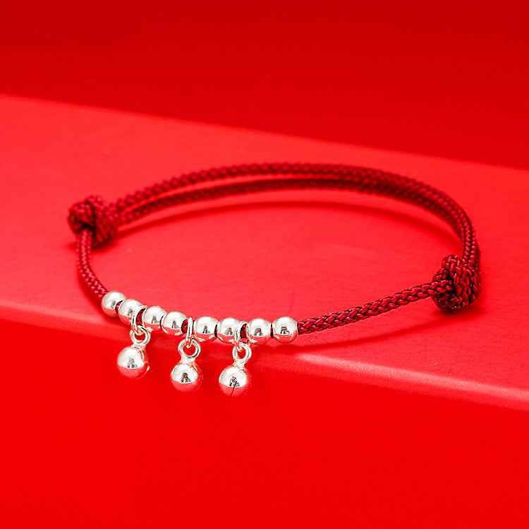 999 Fine Silver Lucky Bell Red String Bracelet & Anklet