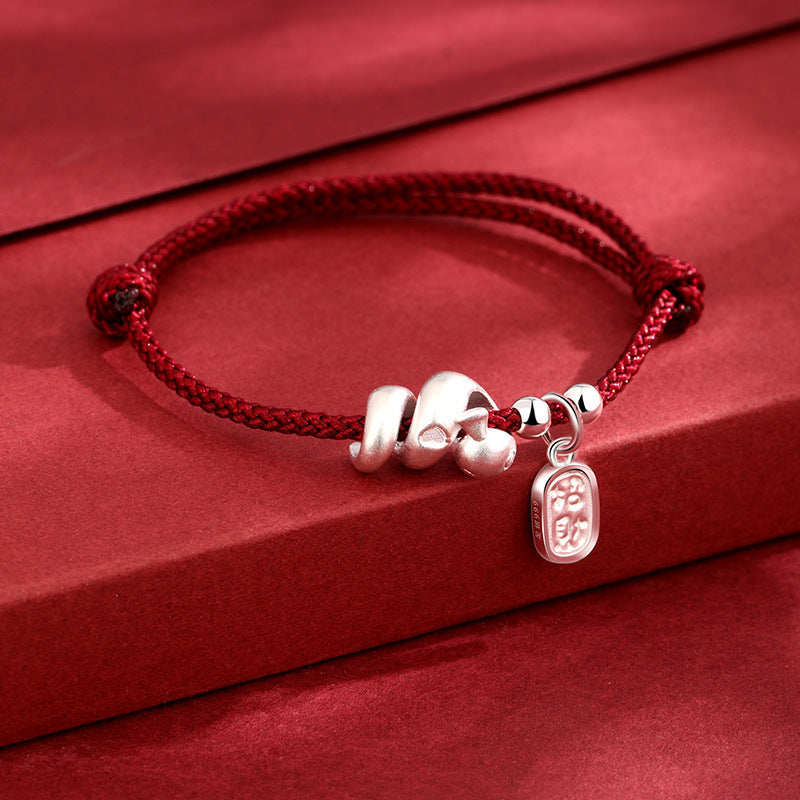 999 Sterling Silver Snake Zodiac Red Cord Bracelet – ZENHIMA