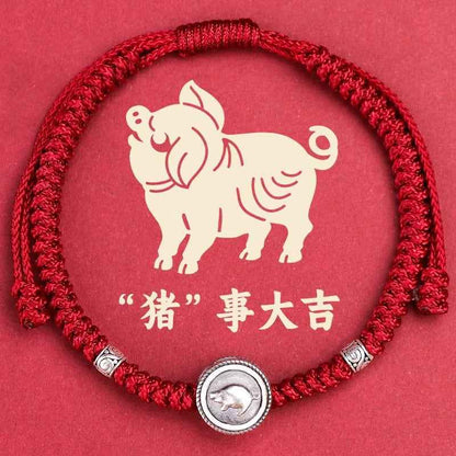 ZenHima Chinese Zodiac 925 Sterling Silver Red String Bracelet - Snake Year Blessing Bracelet