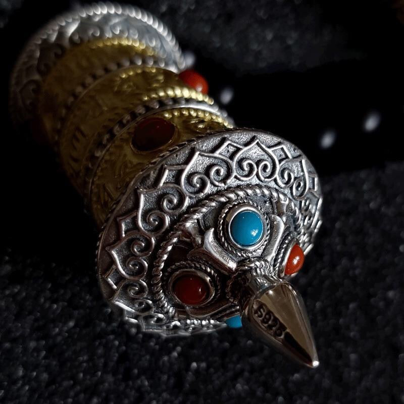 Collana con ciondolo a ruota di preghiera tibetana fatta a mano, ornamento da appendere per auto con ruota di preghiera