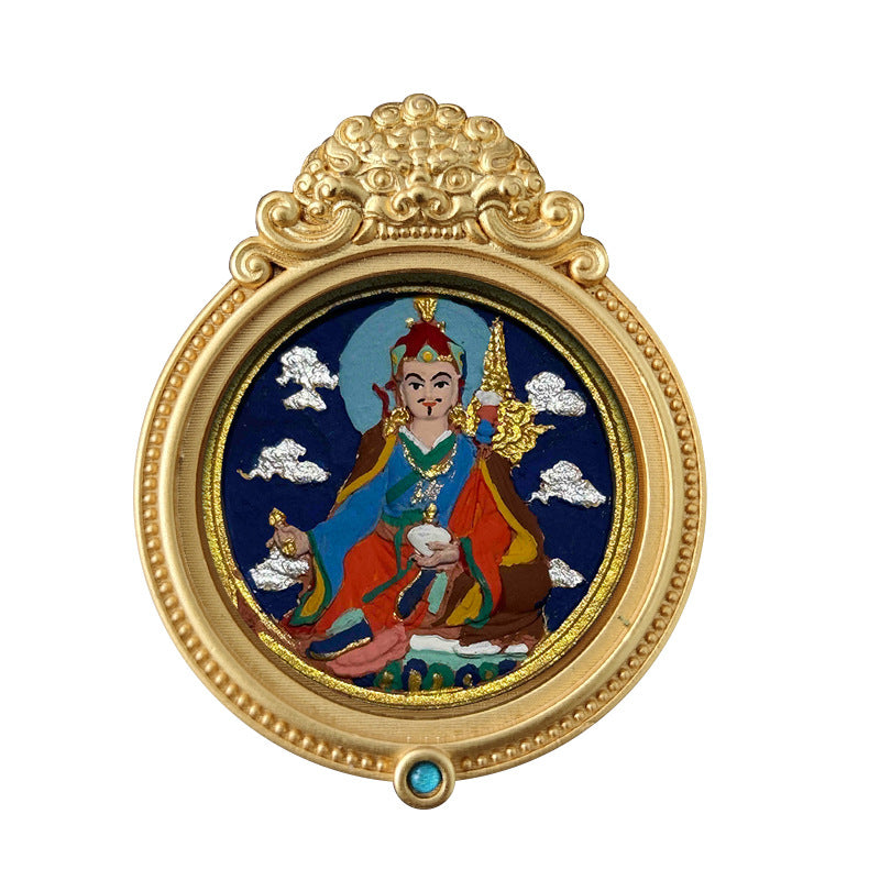 ZenHima Hand-painted Zakiram White Tara Mahasthamaprapta Yellow Wealth Rubbing Thangka Pendant - ZENHIMA