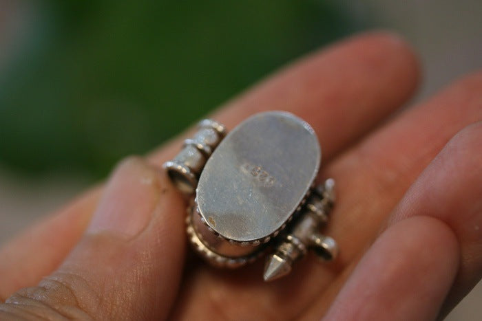 Tibetan Handmade Gau Box Pendant Necklace with Turquoise, Ruby and Silver - ZENHIMA