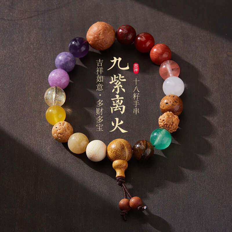 2025 Women’s Nine Purple Fire Bracelet – Natural Amethyst & Phantom Quartz Feng Shui Jewelry - ZENHIMA