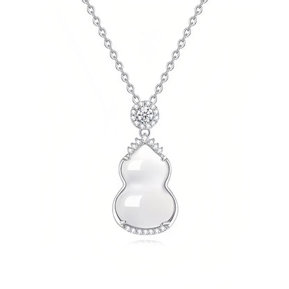 ZenHima S925 Silver Icy Chalcedony Gourd Pendant Necklace - ZENHIMA