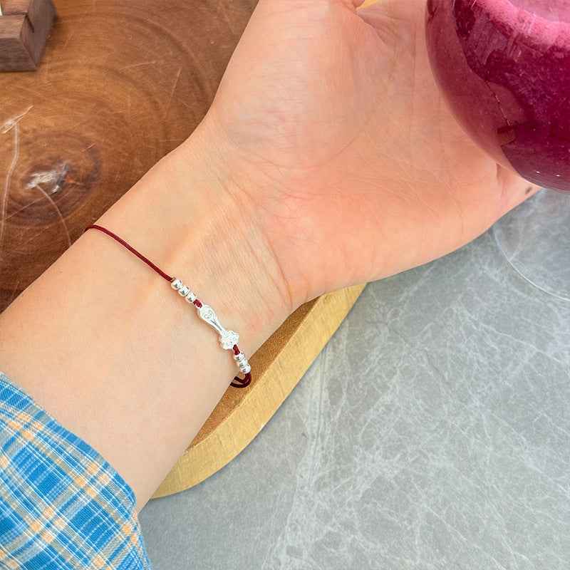 ZenHima Auspicious Ruyi Bead 925 Sterling Silver Red Rope Bracelet