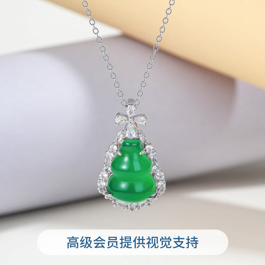 ZenHima Silver Inlaid Agate Fortune Pendant Necklace for Women - ZENHIMA