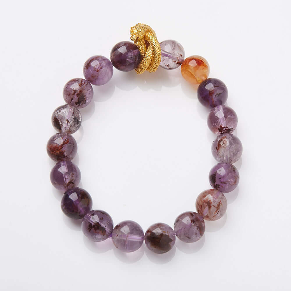 2025 Women’s Nine Purple Fire Bracelet – Natural Amethyst & Phantom Quartz Feng Shui Jewelry - ZENHIMA