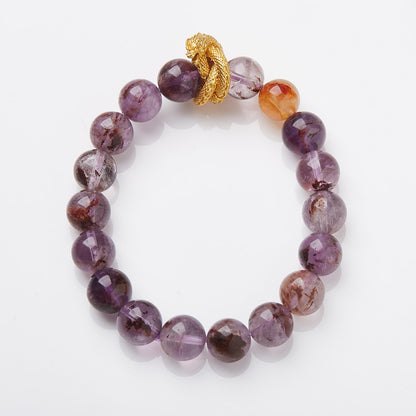 2025 Women’s Nine Purple Fire Bracelet – Natural Amethyst & Phantom Quartz Feng Shui Jewelry - ZENHIMA