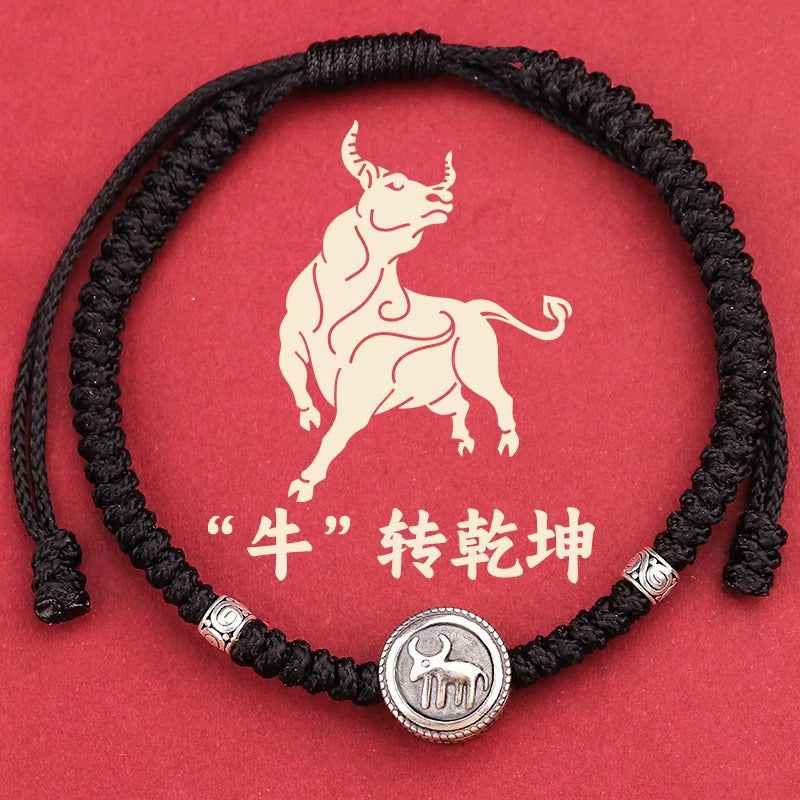 ZenHima Chinese Zodiac 925 Sterling Silver Red String Bracelet - Snake Year Blessing Bracelet