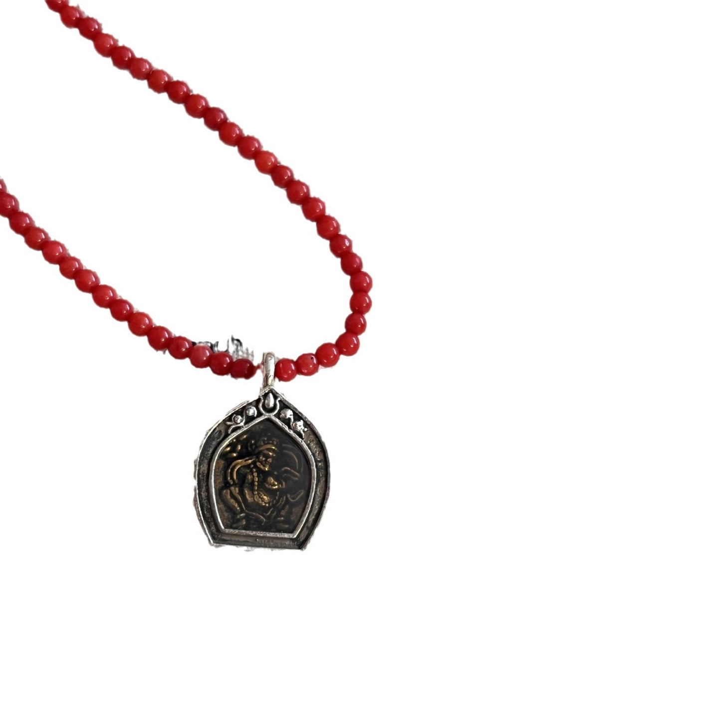 ZenHima Himalayan Red Coral Gau Box Pendant Necklace – Handmade Spiritual Jewelry for Women - ZENHIMA