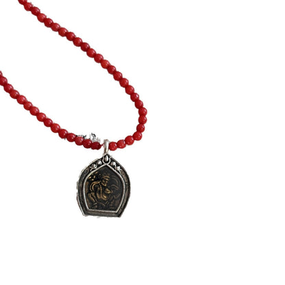 ZenHima Himalayan Red Coral Gau Box Pendant Necklace – Handmade Spiritual Jewelry for Women - ZENHIMA