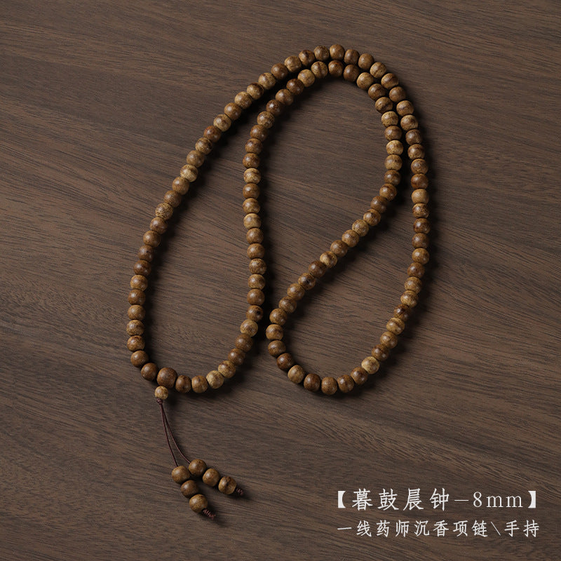 ZenHima Tibetan Agarwood 108 Medicine Buddha Beads Buddhist Mala Necklace - ZENHIMA