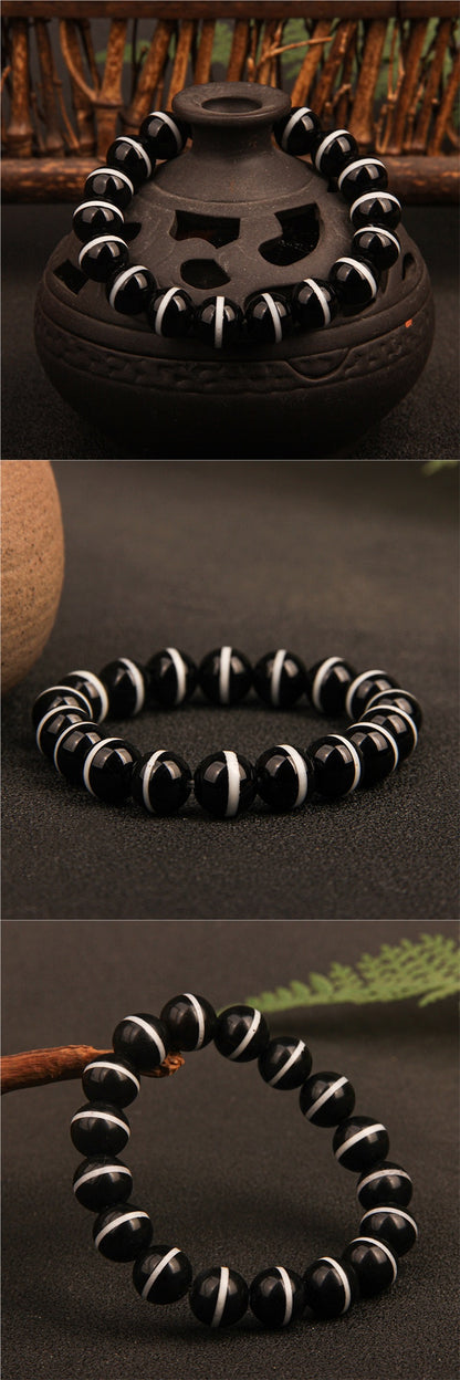 ZenHima Tibetan Black Agate Medicine Buddha Dzi Meditation Bracelet - ZENHIMA