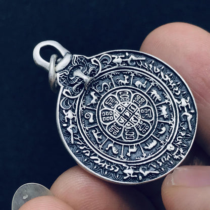 S925 Sterling Silver Jiugong Bagua Pendant – Zodiac Silver Talisman