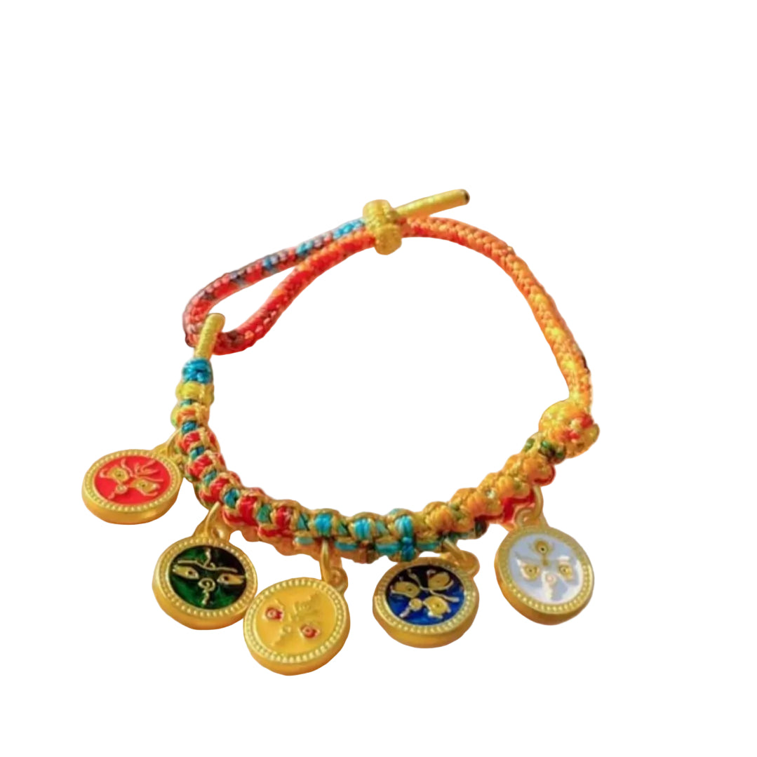 Tibetisches handgewebtes Thangka-Armband – Fünffach verstellbarer Anhänger aus nichtmetallischem Material