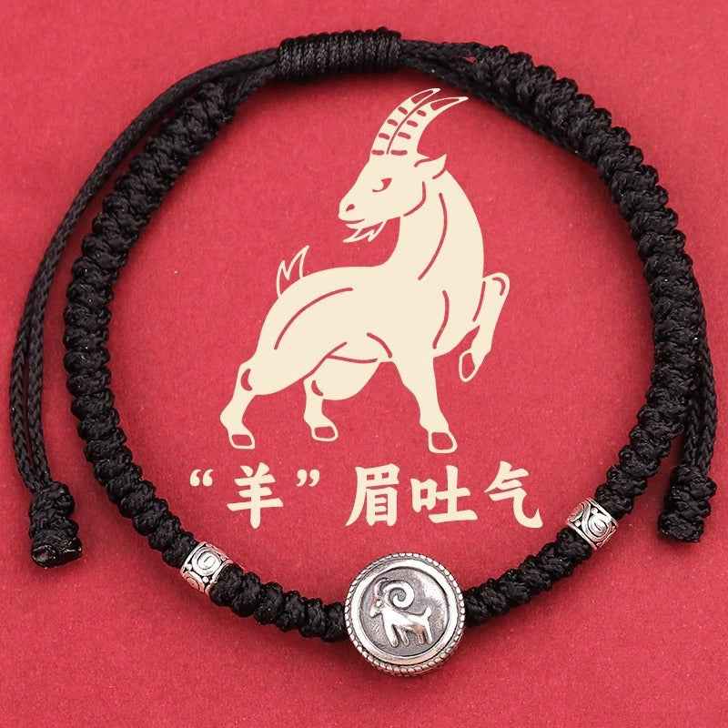 ZenHima Chinese Zodiac 925 Sterling Silver Red String Bracelet - Snake Year Blessing Bracelet