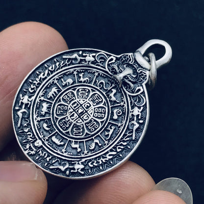 S925 Sterling Silver Jiugong Bagua Pendant – Zodiac Silver Talisman