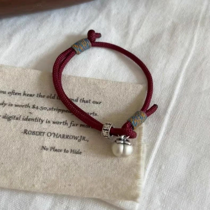 Adjustable 999 Sterling Silver Persimmon Blessing Red String Bracelet – Auspicious for Your Zodiac Year