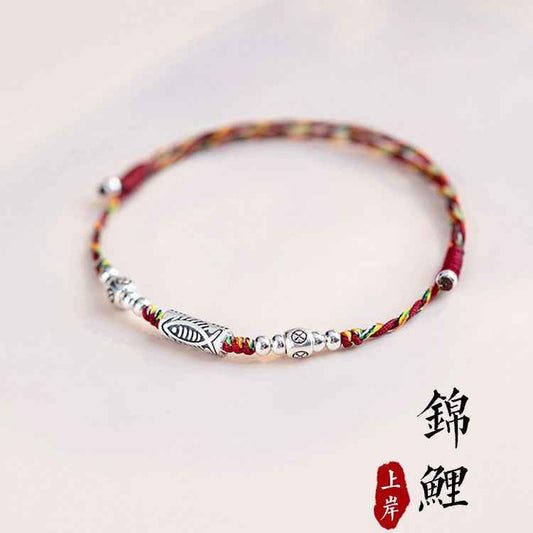 ZenHima Lucky Koi Fish 925 Sterling Silver Red String Bracelet & Anklet