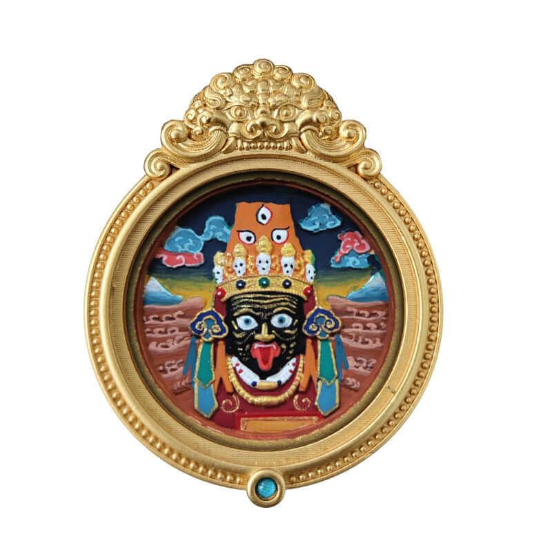 ZenHima Hand-painted Zakiram White Tara Mahasthamaprapta Yellow Wealth Rubbing Thangka Pendant - ZENHIMA