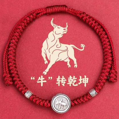 ZenHima Chinese Zodiac 925 Sterling Silver Red String Bracelet - Snake Year Blessing Bracelet