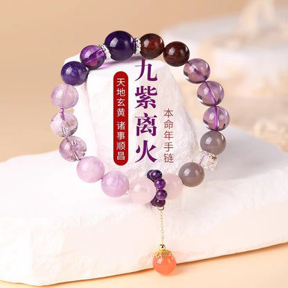 ZenHima Natural Amethyst Nine Purple Fire Bracelet - ZENHIMA