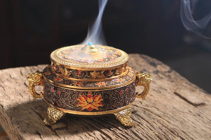 ZenHima Large Enamel Tibetan Incense Burner - ZENHIMA
