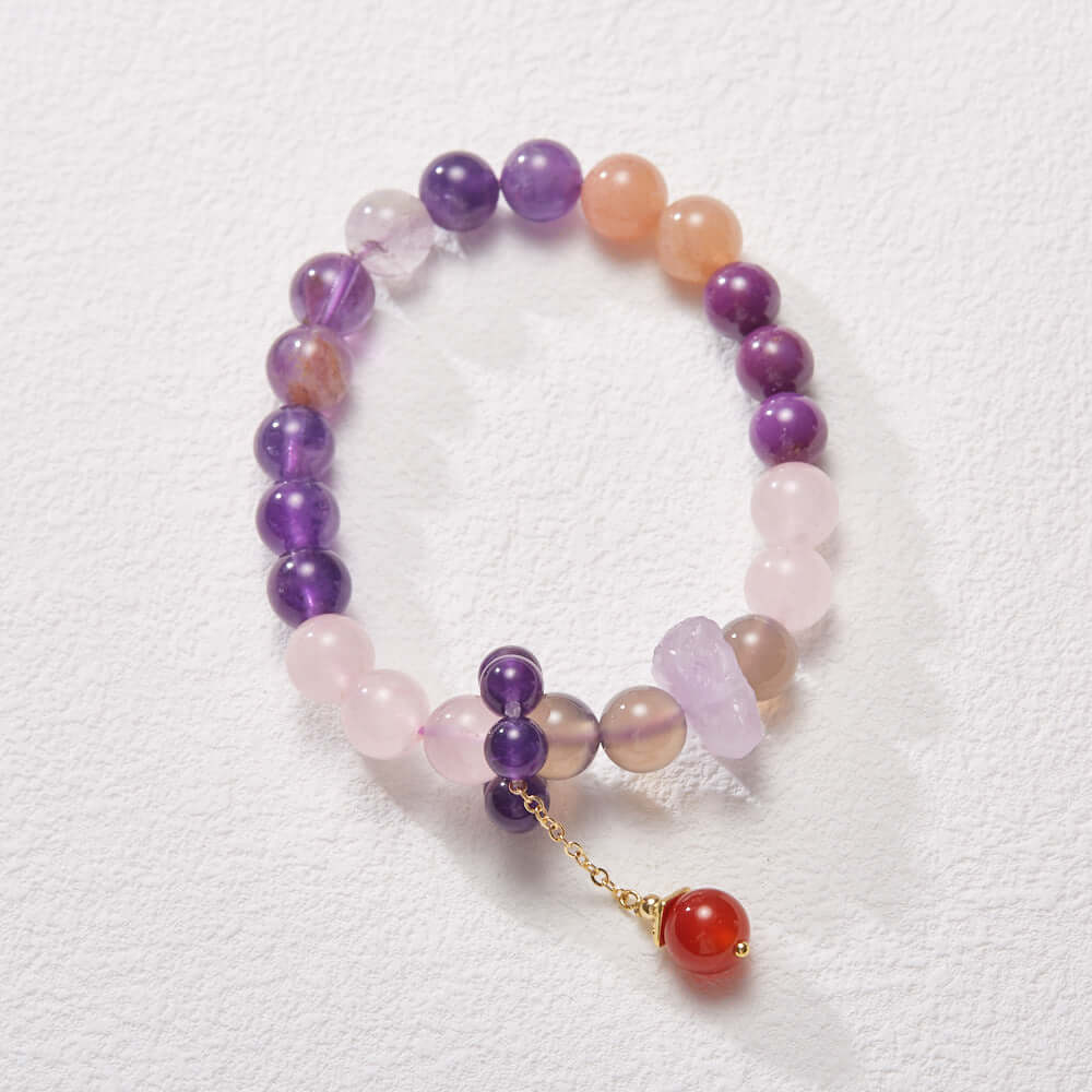 2025 Women’s Nine Purple Fire Bracelet – Natural Amethyst & Phantom Quartz Feng Shui Jewelry - ZENHIMA
