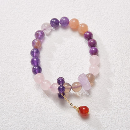 2025 Women’s Nine Purple Fire Bracelet – Natural Amethyst & Phantom Quartz Feng Shui Jewelry - ZENHIMA