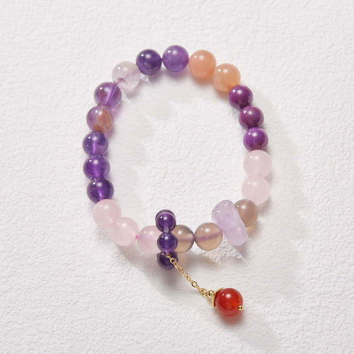 2025 Women’s Nine Purple Fire Bracelet – Natural Amethyst & Phantom Quartz Feng Shui Jewelry - ZENHIMA