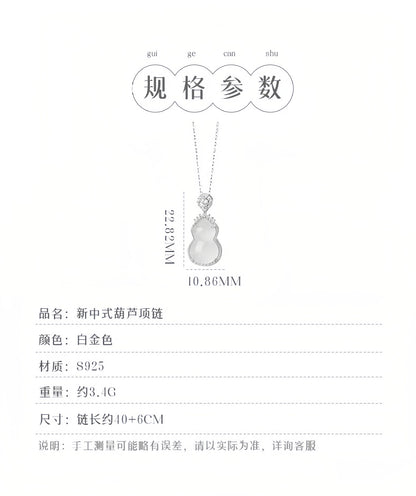 ZenHima S925 Silver Icy Chalcedony Gourd Pendant Necklace - ZENHIMA
