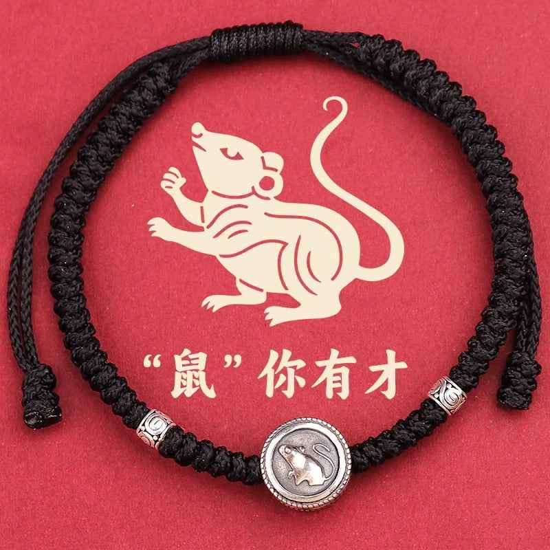 ZenHima Chinese Zodiac 925 Sterling Silver Red String Bracelet - Snake Year Blessing Bracelet