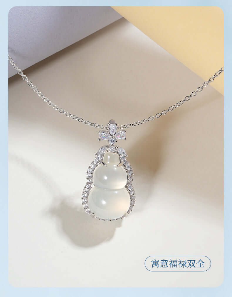 ZenHima Silver Inlaid Agate Fortune Pendant Necklace for Women - ZENHIMA