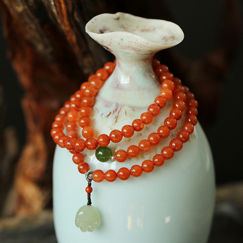 Nanhong Agate 6mm Cherry Red Multi-Layer Bracelet – Women’s 3-Turn Beaded Jewelry - ZENHIMA