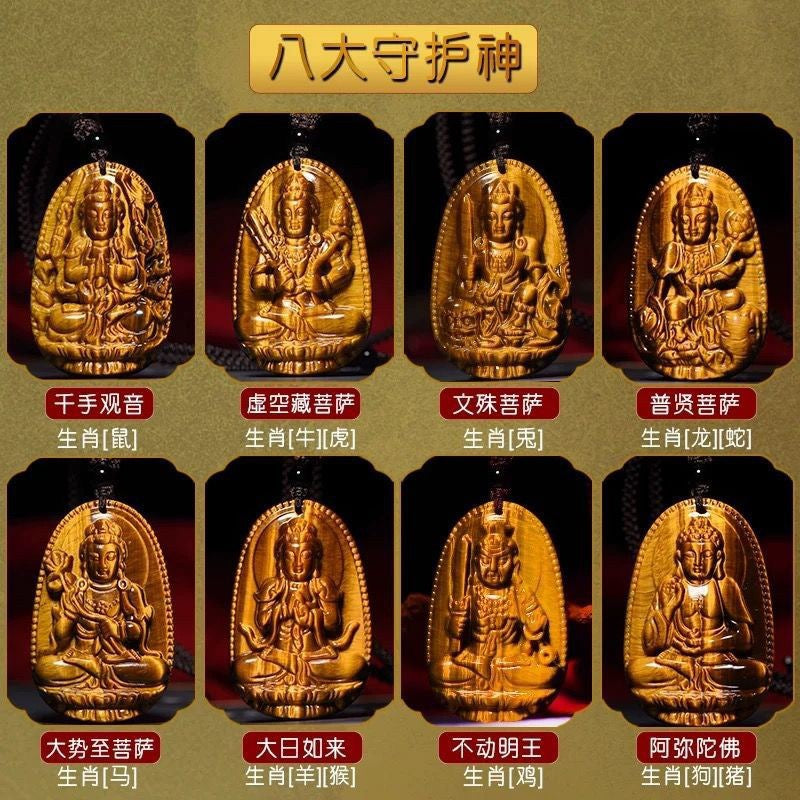 ZenHima Tibetan Tiger Eye Zodiac Guardian Buddha Pendant Necklace – Birth Year Protection Amulet - ZENHIMA