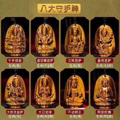 ZenHima Tibetan Tiger Eye Zodiac Guardian Buddha Pendant Necklace – Birth Year Protection Amulet - ZENHIMA