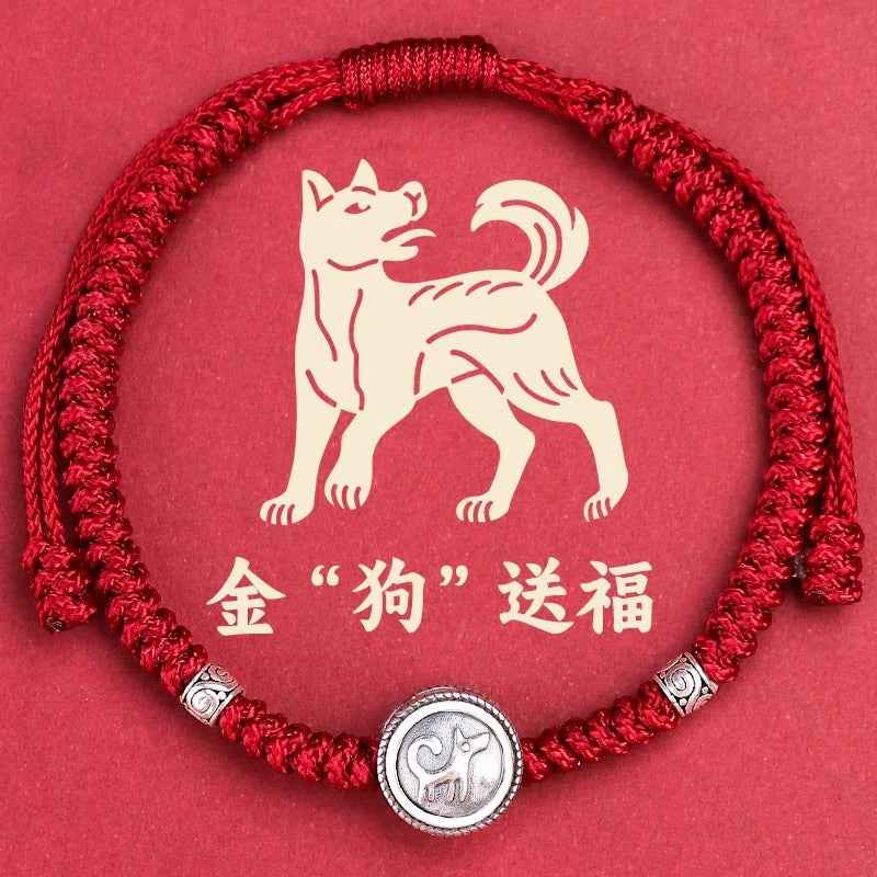 ZenHima Chinese Zodiac 925 Sterling Silver Red String Bracelet - Snake Year Blessing Bracelet