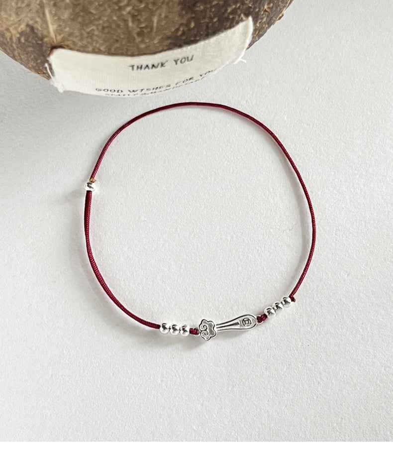 ZenHima Auspicious Ruyi Bead 925 Sterling Silver Red Rope Bracelet