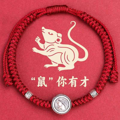 ZenHima Chinese Zodiac 925 Sterling Silver Red String Bracelet - Snake Year Blessing Bracelet