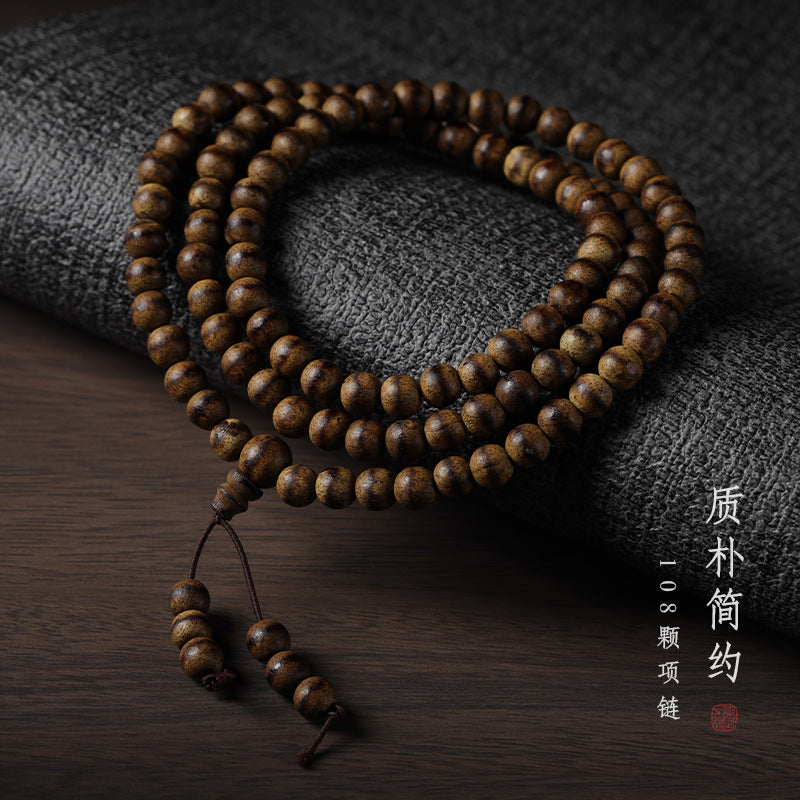 ZenHima Tibetan Agarwood 108 Medicine Buddha Beads Buddhist Mala Necklace - ZENHIMA